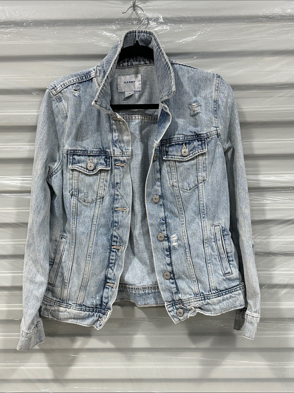 Old Navy Light Blue Distressed Denim Jacket
